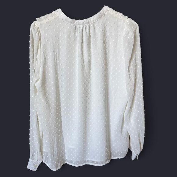 J. Crew Women's Cream Blouse Size Medium Ruffle Collar Prairie Romantic - Picture 2 of 4